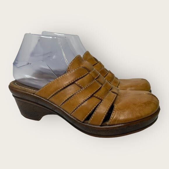 Dr Scholls Womens size 7.5 Brenna Leather Clog Mule Slip On Tan Air-Pillo - Picture 1 of 12